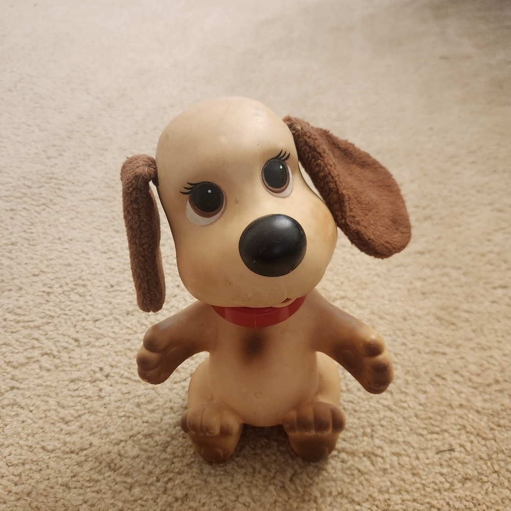 Vintage 1969 Ideal Toy Co. Snoopy Dog Bank With Brown Fuzzy Ears 10" #II